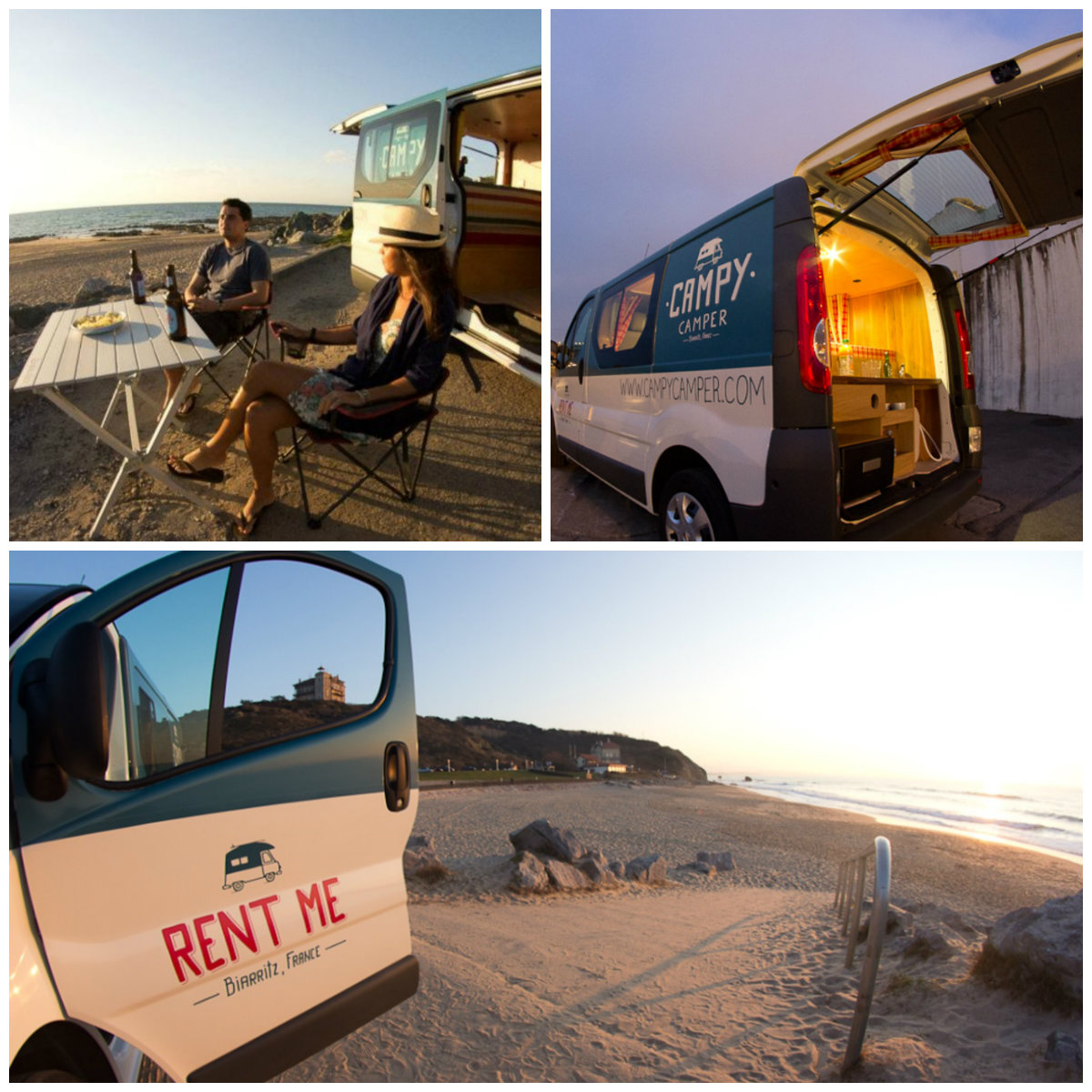 Aquitaine Atlantische kust kampeerbusjes campers te huur roadtrip vakantie