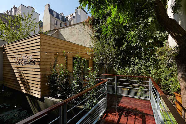 romantisch hotel boomhut Parijs centrum ingang