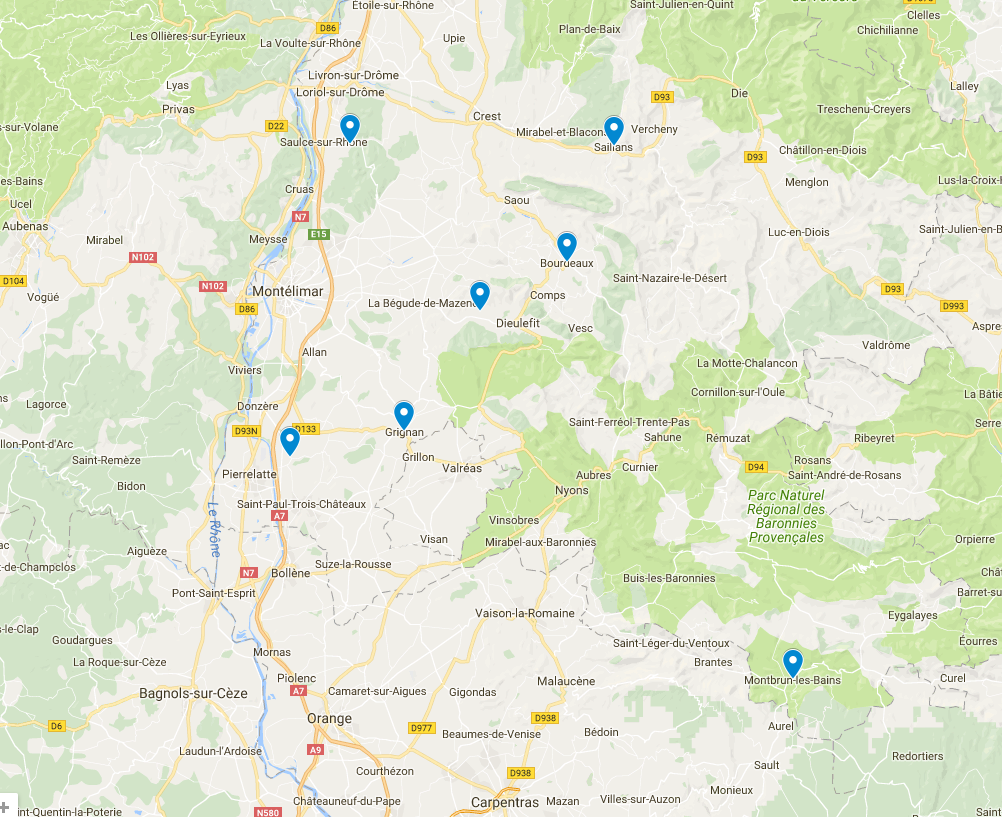 kaart mooiste dorpen Drôme
