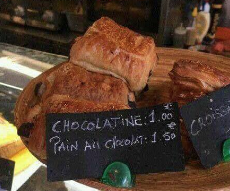 Chcolatine versus Pain au chcolat prijsverschil