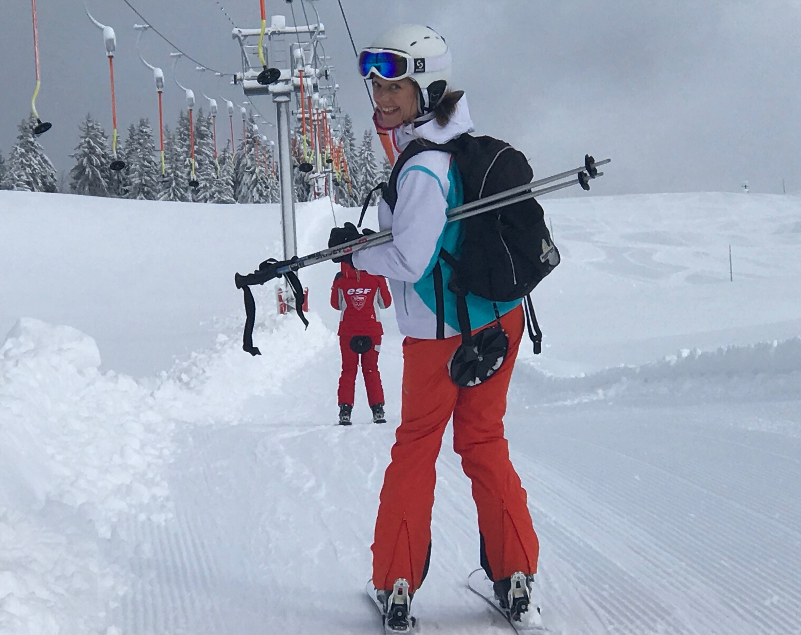 Carole in skilift La Clusaz