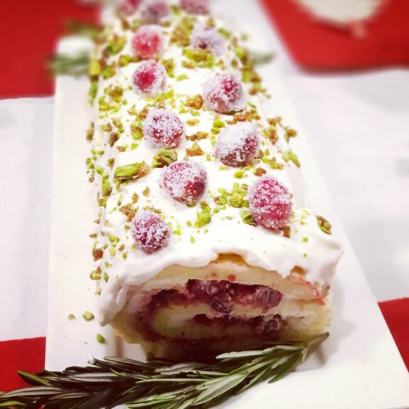 recept kersstammetje met mascarpone en fruit