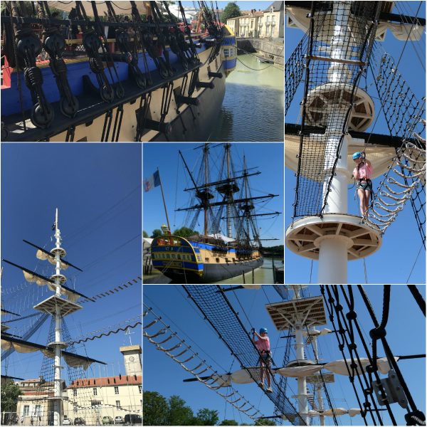 Accromats in Rochefort klimmen op een schip