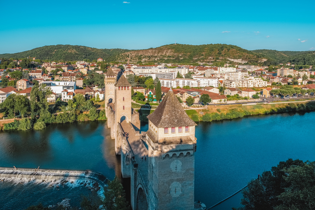 Cahors mooie stad in departement de Lot in het Zuidwesten