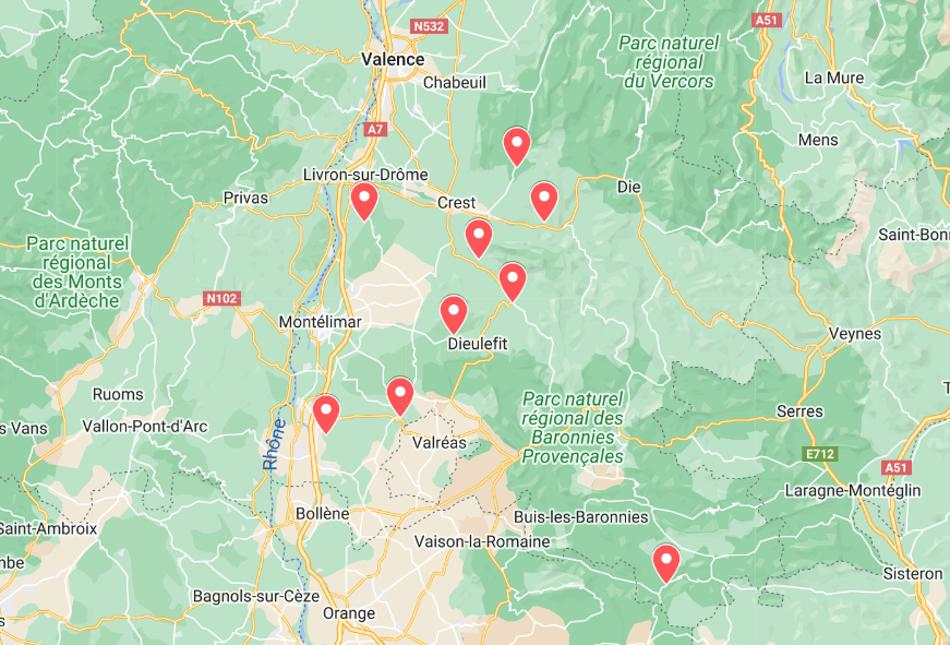 Mooiste dorpen- schönste Dörfer  Drome kaart Google Maps