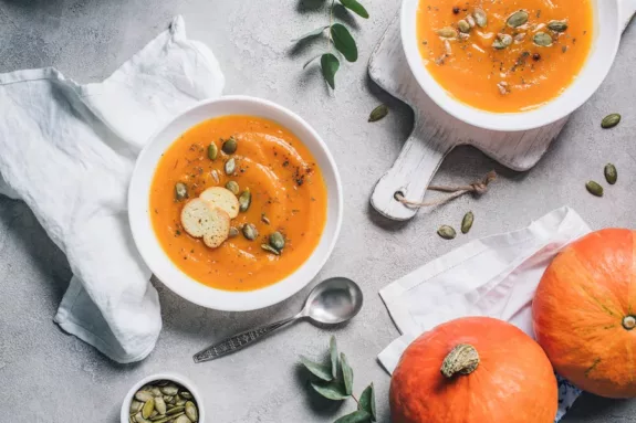 Franse pompoensoep met kastanjes